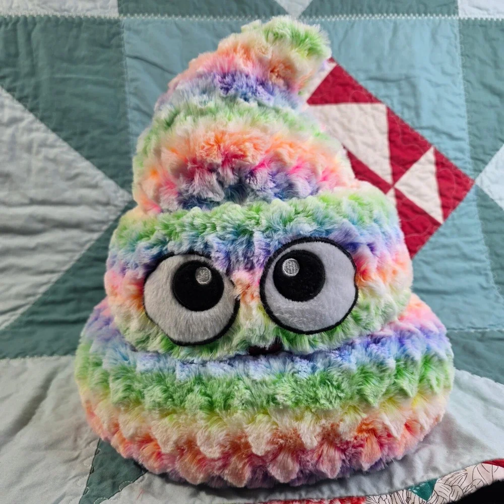 Six Flags Rainbow Poop Emoji Plush Hat Multi-Color Furry Costume Accessory